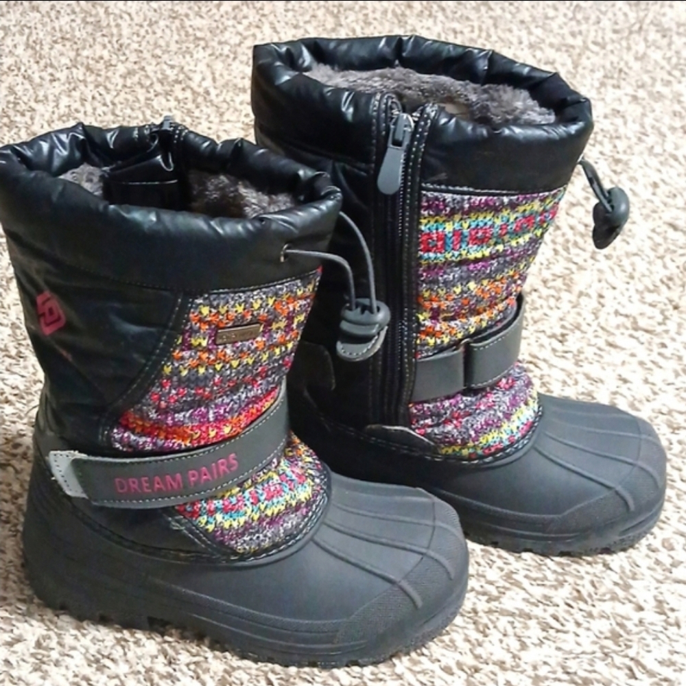 DREAM PAIRS Little Kid Kamick Grey Multi Mid Calf Waterproof Winter Snow Boots - Picture 16 of 16